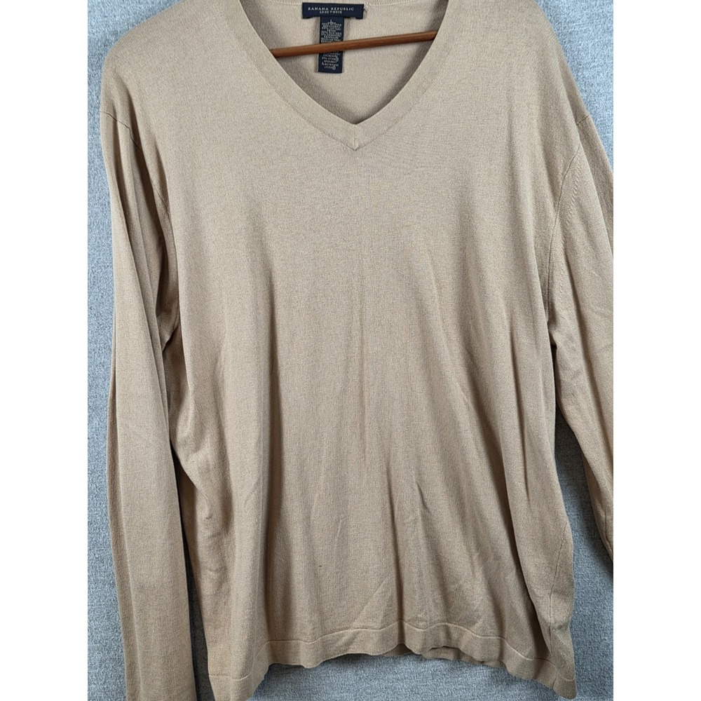 Banana Republic Luxe V Neck Sweater Silk Cashmere Mens L Career Old Money Preppy